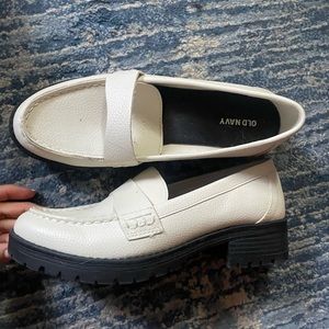 Chunky white loafers